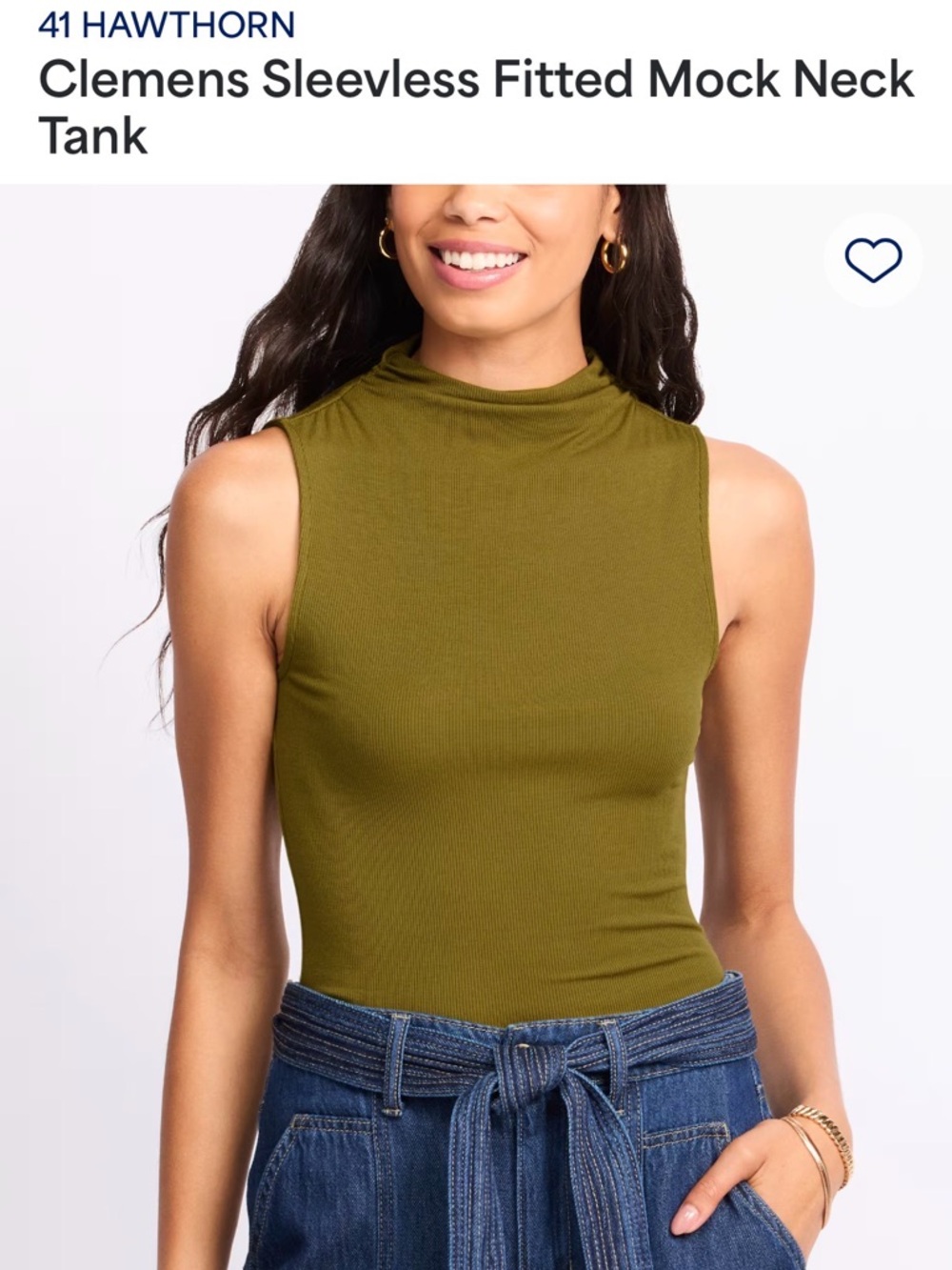 41 Hawthorn Olive Mock Neck Sleeveless Tank